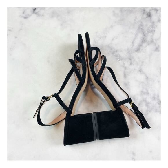 J. Crew Odette Black Strappy Block Heel Suede Sandals - Picture 9 of 11
